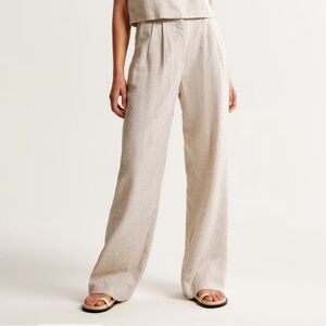 NWOT Abercrombie & Fitch Sloane Tailored Linen Blend Pants, 29/8 L, Light Beige